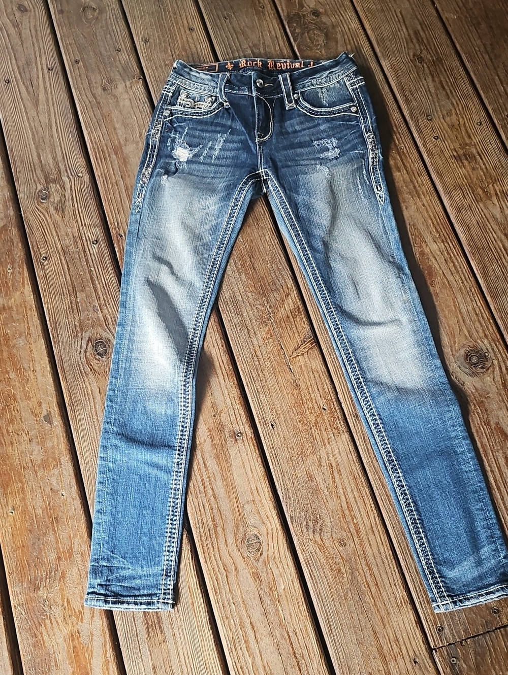 Rock Revival Women's Faded Light & Medium Blue Skinny Jeans